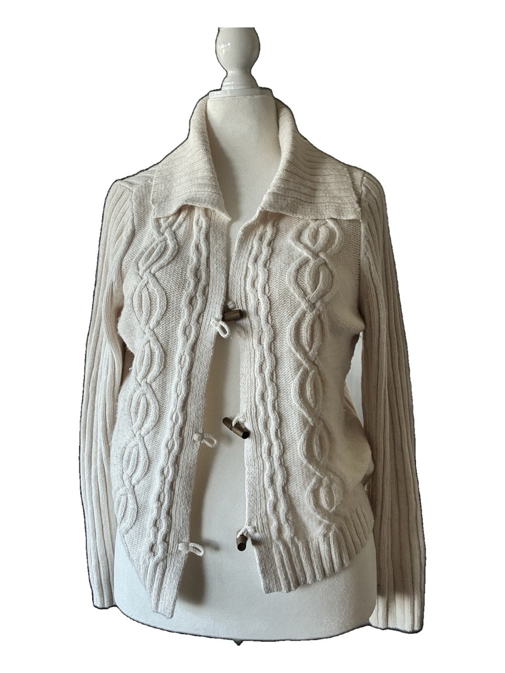 Abercrombie & Fitch Cream Cable Toggle Cardigan